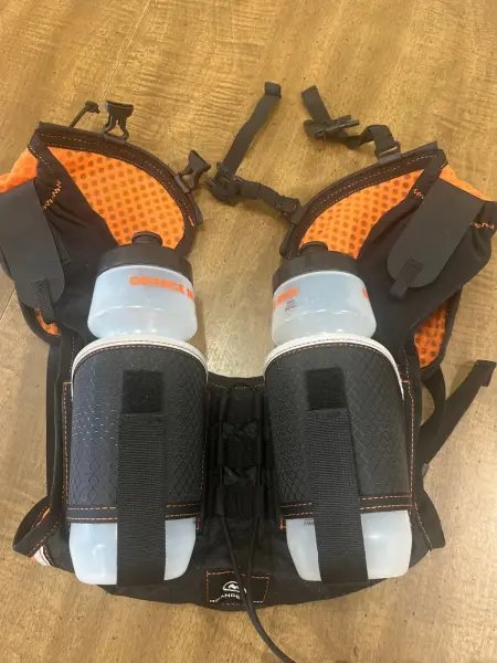 HydraQuiver VP2: Dual-Bottle Vest for Ultras & Ironman | Orange Mud